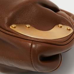 Miu Miu Brown Leather Frame Metal Clutch