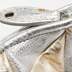 Pre Owned Miu Miu Metallic Silver/Gold Leather Harlequin Tote