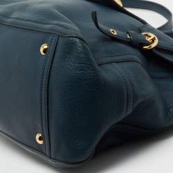 Pre Owned Miu Miu Blue Leather Turnlock Shoulder Bag