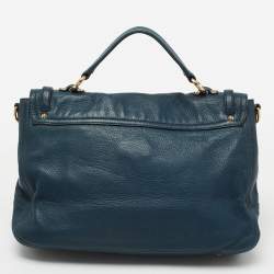 Pre Owned Miu Miu Blue Leather Turnlock Shoulder Bag