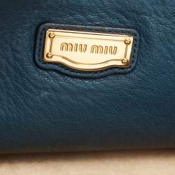 Pre Owned Miu Miu Blue Leather Turnlock Shoulder Bag