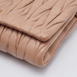 Pre Owned Miu Miu Beige Matelassé Leather Flap Shoulder Bag