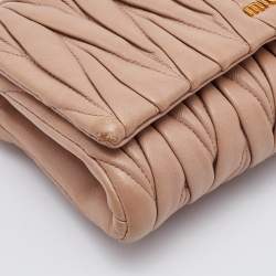 Pre Owned Miu Miu Beige Matelassé Leather Flap Shoulder Bag