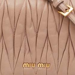 Pre Owned Miu Miu Beige Matelassé Leather Flap Shoulder Bag