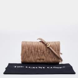 Pre Owned Miu Miu Beige Matelassé Leather Flap Shoulder Bag