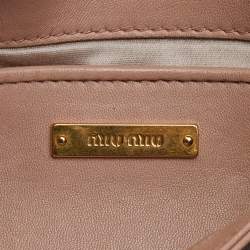 Pre Owned Miu Miu Beige Matelassé Leather Flap Shoulder Bag