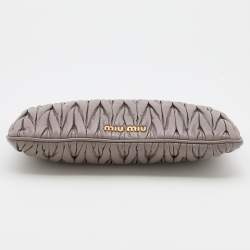 Pre Owned Miu Miu Grey Matelassé Leather Frame Clutch