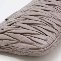 Pre Owned Miu Miu Grey Matelassé Leather Frame Clutch