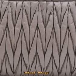 Pre Owned Miu Miu Grey Matelassé Leather Frame Clutch