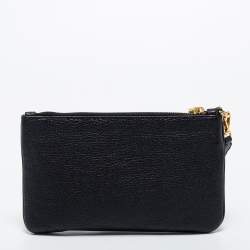 مملوكة مسبقًا Miu Miu Beige/Black Madras Leather Wristlet Clutch