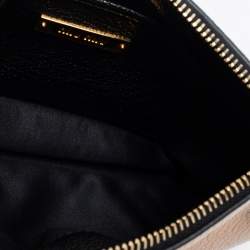مملوكة مسبقًا Miu Miu Beige/Black Madras Leather Wristlet Clutch