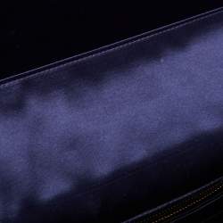 Pre Owned Miu Miu Blue Velvet Crystal Embellished Buckle Flap Top Handle Bag