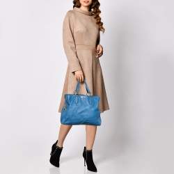 Miu Miu Blue Leather Middle Zip Tote