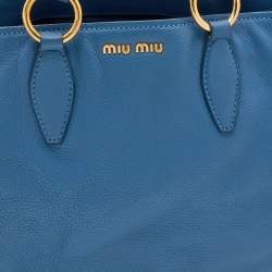 Miu Miu Blue Leather Middle Zip Tote