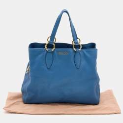 Miu Miu Blue Leather Middle Zip Tote