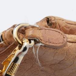 Pre Owned Miu Miu Beige Croc Embossed Patent Leather Crossbody Bag