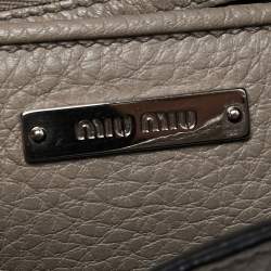 Miu Miu Grey Leather Flap Shoulder Bag