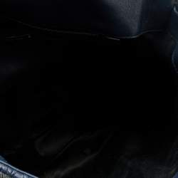 Pre Owned Miu Miu Navy Blue Matelassé Leather Turnlock Flap Shoulder Bag