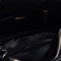 Pre Owned Miu Miu Black Matelassé Leather Bow Tote