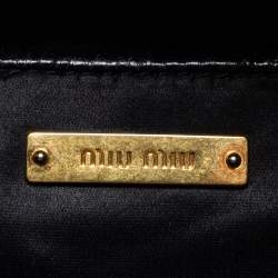 Pre Owned Miu Miu Black Matelassé Leather Bow Tote