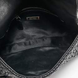Pre Owned Miu Miu Black Matelassé Leather Crystal Shoulder Bag
