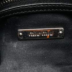 Pre Owned Miu Miu Black Matelassé Leather Crystal Shoulder Bag