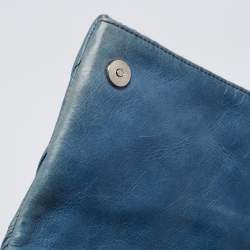 Miu Miu Blue Matelasse Leather Flap Wallet on Chain