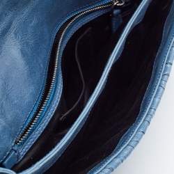 Miu Miu Blue Matelasse Leather Flap Wallet on Chain