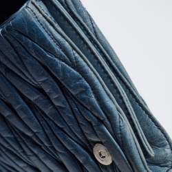 Miu Miu Blue Matelasse Leather Flap Wallet on Chain