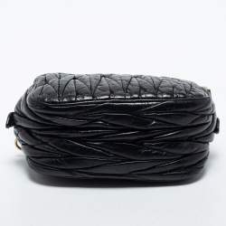 Pre Owned Miu Miu Black Matelasse Leather Zip Crossbody Bag