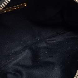 Pre Owned Miu Miu Black Matelasse Leather Zip Crossbody Bag