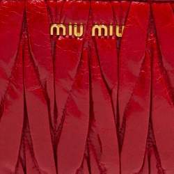 Miu Miu Red Matelassé Leather Zip Clutch