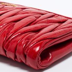 Miu Miu Red Matelassé Leather Zip Clutch