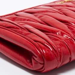 Miu Miu Red Matelassé Leather Zip Clutch