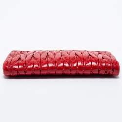 Miu Miu Red Matelassé Leather Zip Clutch