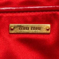 Miu Miu Red Matelassé Leather Zip Clutch