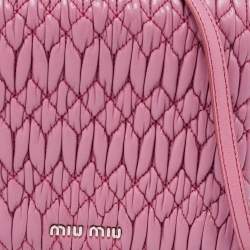 Miu Miu Bubble Gum Matelasse Leather Crystal Crossbody Bag