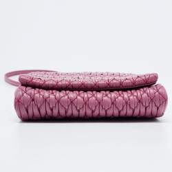 Miu Miu Bubble Gum Matelasse Leather Crystal Crossbody Bag