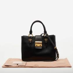 Pre Owned Miu Miu Black Madras Leather Tote