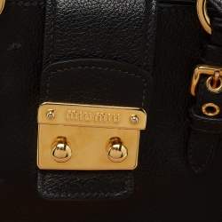 Pre Owned Miu Miu Black Madras Leather Tote