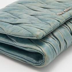 مملوكة مسبقًا Miu Miu Blue Matelasse Leather Flap Crossbody Bag