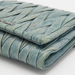 مملوكة مسبقًا Miu Miu Blue Matelasse Leather Flap Crossbody Bag