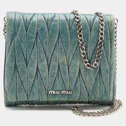 مملوكة مسبقًا Miu Miu Blue Matelasse Leather Flap Crossbody Bag
