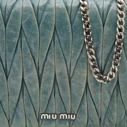مملوكة مسبقًا Miu Miu Blue Matelasse Leather Flap Crossbody Bag