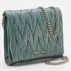 مملوكة مسبقًا Miu Miu Blue Matelasse Leather Flap Crossbody Bag