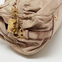 Pre Owned Miu Miu Beige Leather Lily Distressed Satchel