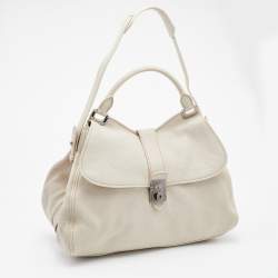 Miu Miu Off White Leather Vitello Top Handle Bag