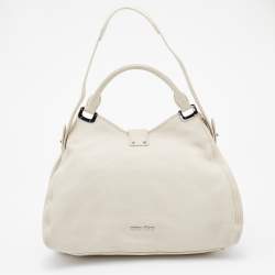 Miu Miu Off White Leather Vitello Top Handle Bag