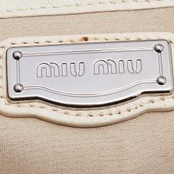 Miu Miu Off White Leather Vitello Top Handle Bag