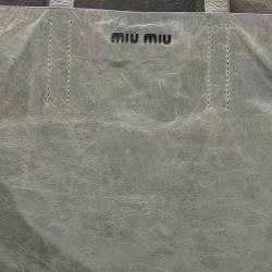 Pre Owned Miu Miu Pastel Green Leather Shopper Tote